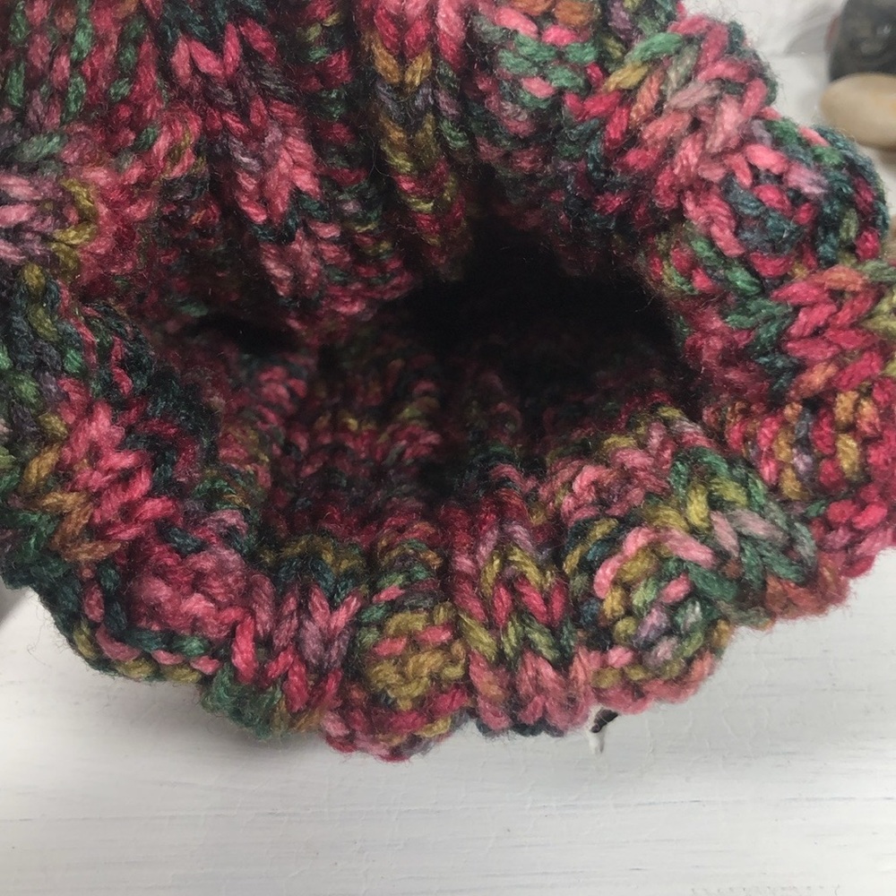 Hand Knitted Multi Colored Infant to Toddler Hat 3-12 Months Warm Kids Knit Hat - Picture 8 of 10